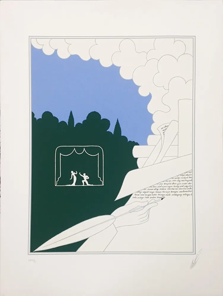 Screenprint Erte - WRITER IN LANDSCAPE