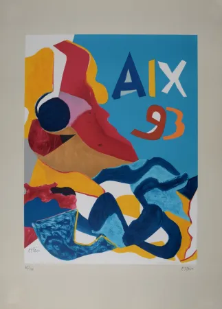 Lithograph Esteve - Aix 93, 1993 - Hand-signed