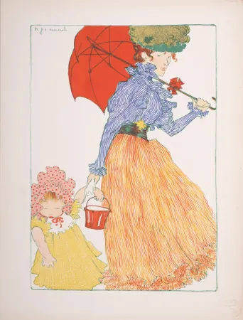 Lithograph Evenepoel - Au Square, 1897