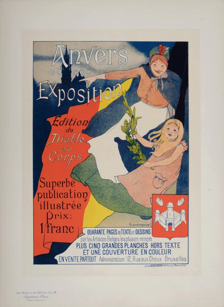 Lithograph Evenepoel - Les Maîtres de l'Affiche : Anvers et son exposition, 1897