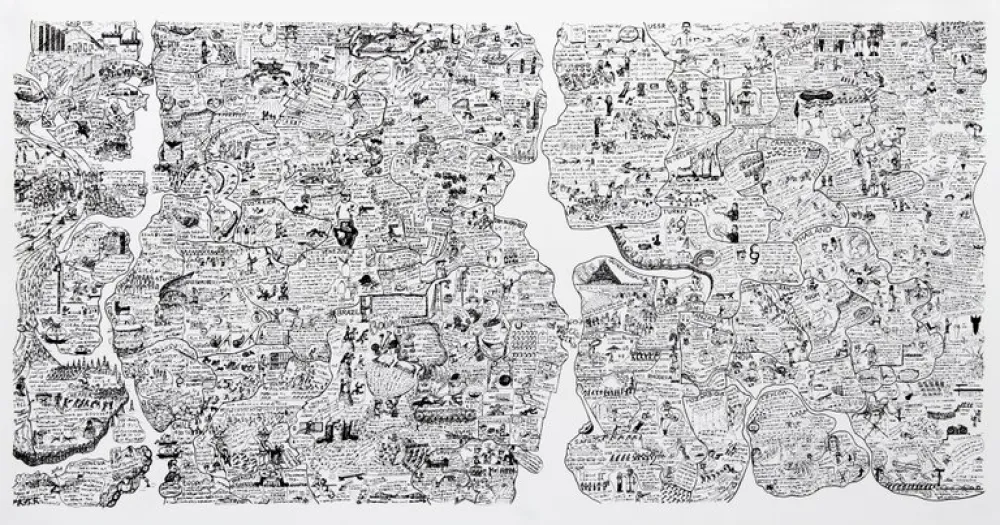 Screenprint Fahlström - Sketch for World Map from the Peace Portfolio