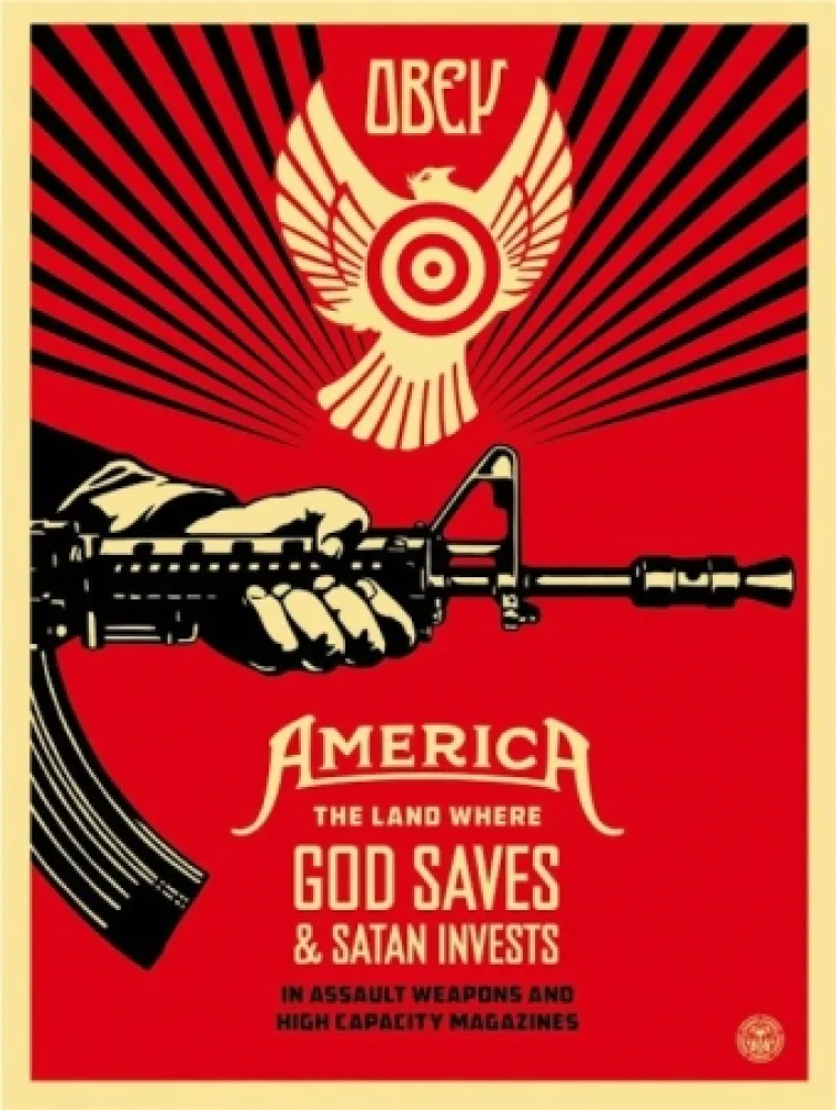 Screenprint Fairey - God Saves and Satan Invest