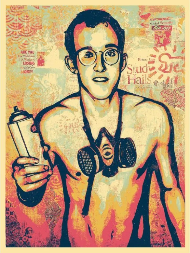 Screenprint Fairey - Keith Haring Canvas Print (Green)