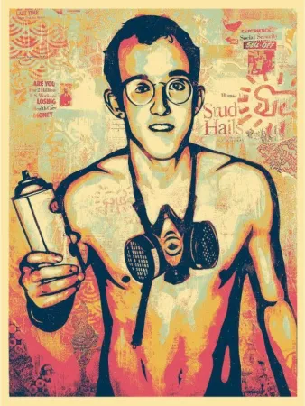 Screenprint Fairey - Keith Haring Canvas Print (Green)