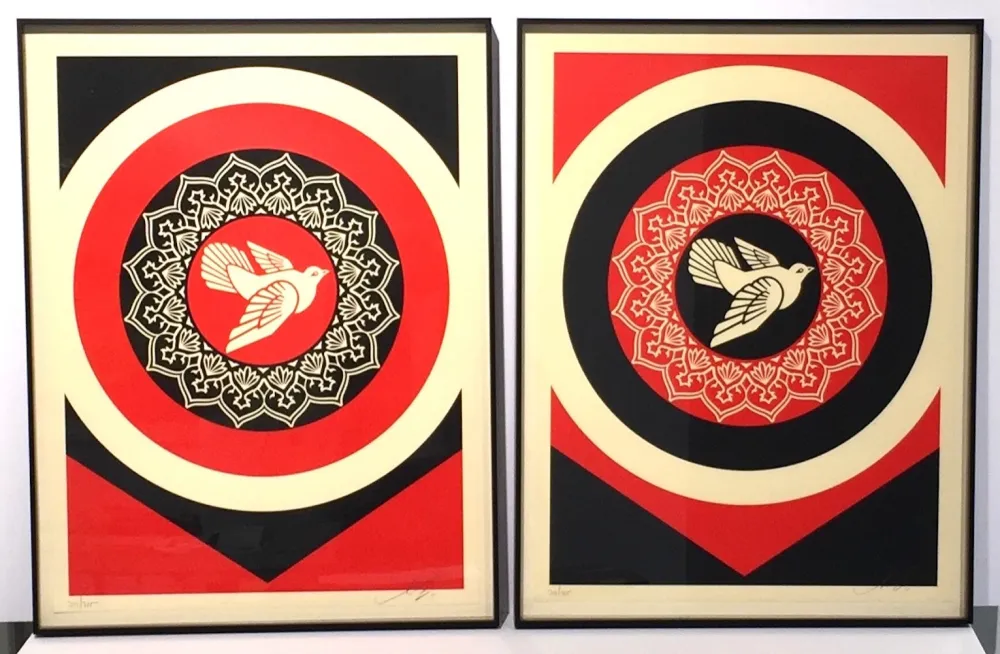 Screenprint Fairey - Obey Dove Red & Black Set