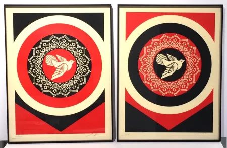 Screenprint Fairey - Obey Dove Red & Black Set