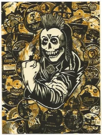 Screenprint Fairey - Psycho Posse Gold