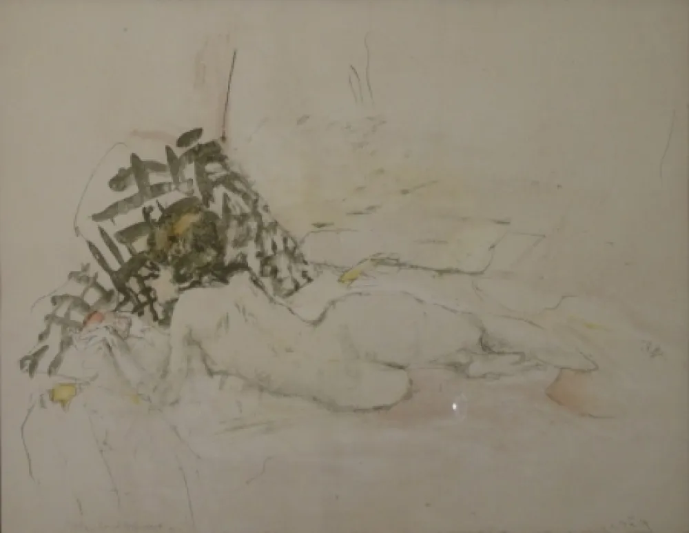 Lithograph Falk - (Liegender Akt