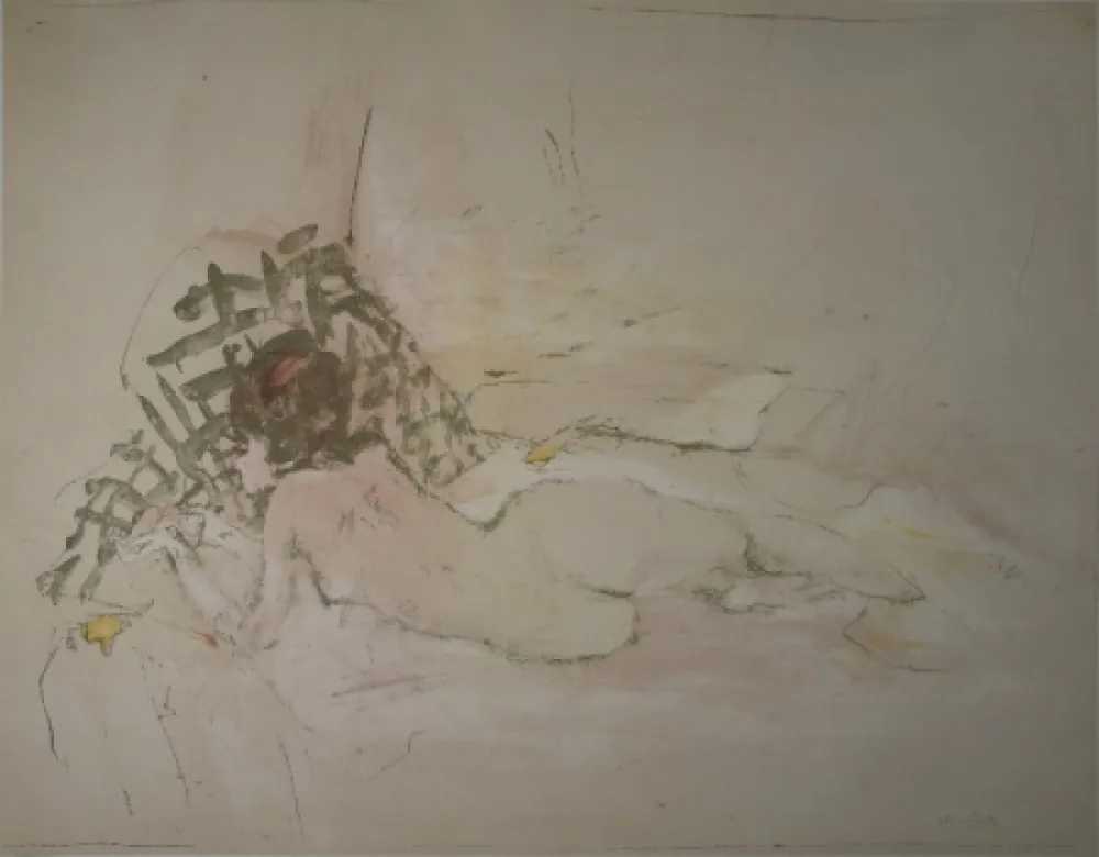 Lithograph Falk - Liegender Akt