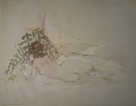 Lithograph Falk - Liegender Akt