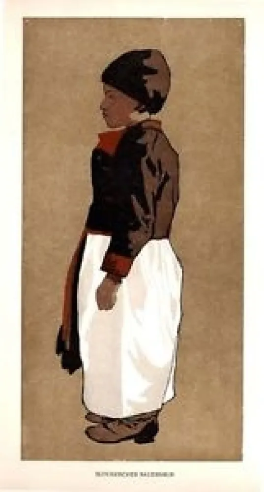 Woodcut Fanto - Slovakischer Bauernbub / Slovak Farmboy