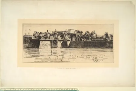 Drypoint Faruffini - LE SACRIFICE EGYPTIEN D'UNE VIERGE AU NIL