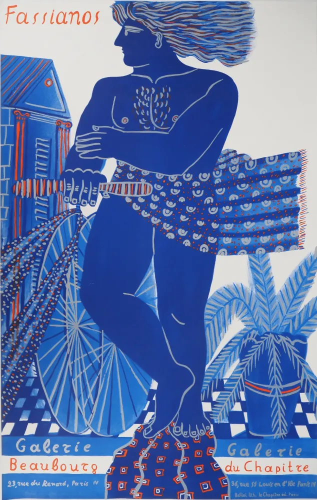 Lithograph Fassianos - Cycliste dans le vent