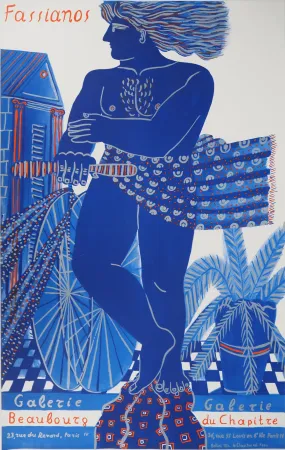 Lithograph Fassianos - Cycliste dans le vent