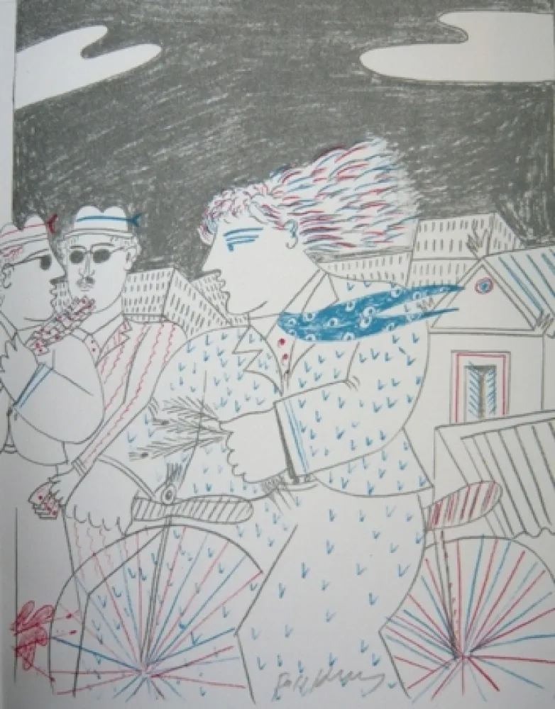 Lithograph Fassianos - Homme bleu