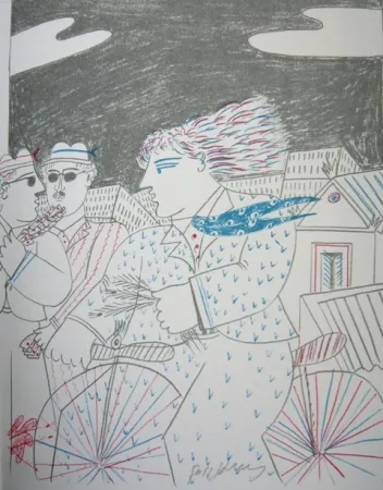 Lithograph Fassianos - Homme bleu