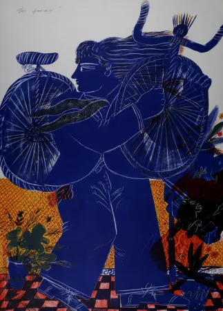 Lithograph Fassianos - Le Chat surpris