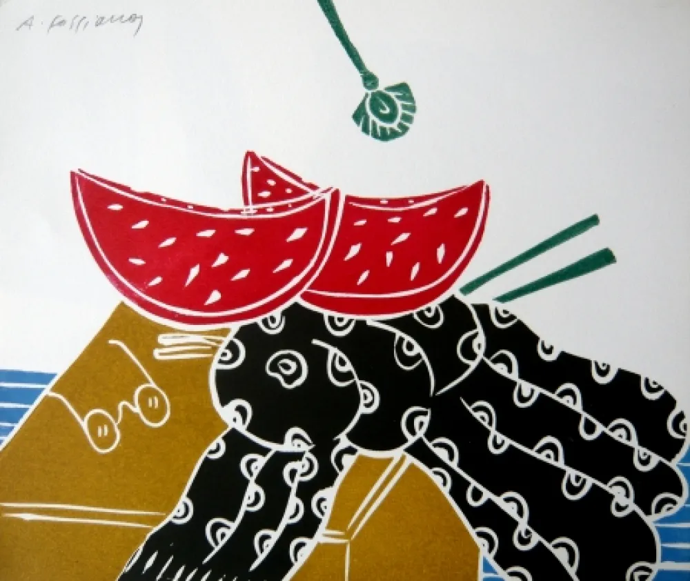 Linocut Fassianos - Nature morte