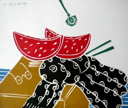 Linocut Fassianos - Nature morte