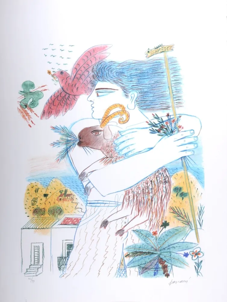 Lithograph Fassianos - Pan