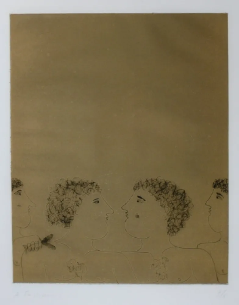 Etching And Aquatint Fassianos - Quatre personnages