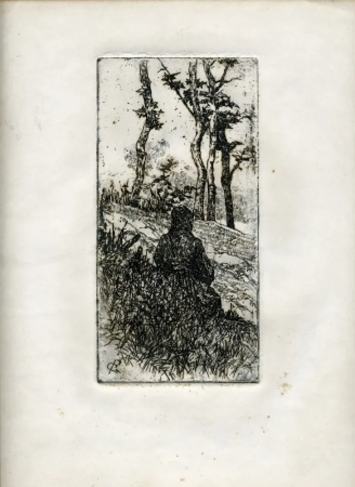 Etching Fattori - CONTADINA TOSCANA SEDUTA (Tuscan Peasant Woman Sitting) 