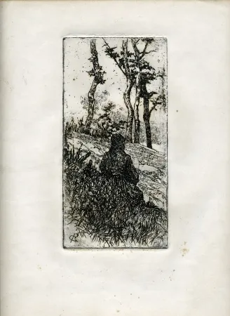 Etching Fattori - CONTADINA TOSCANA SEDUTA (Tuscan Peasant Woman Sitting) 