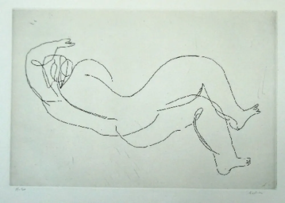 Engraving Fautrier - Nu couché III