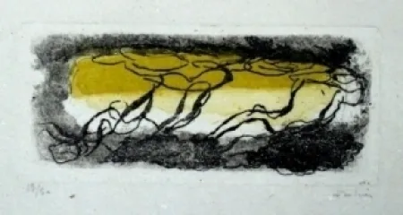 Etching And Aquatint Fautrier - Paysage jaune et violet