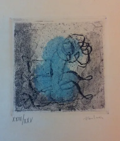 Etching And Aquatint Fautrier - Petit paysage vert et violet