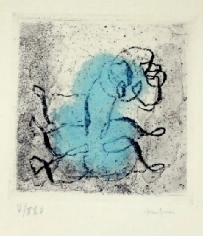 Etching And Aquatint Fautrier - Petit paysage vert et violet