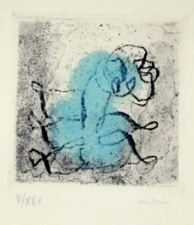 Etching And Aquatint Fautrier - Petit paysage vert et violet