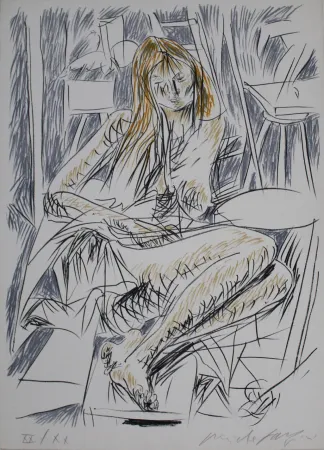 Lithograph Fazzini - Reading Nude