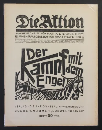 Woodcut Felixmuller  - Der Kampf mit dem Engel (Die Aktion)