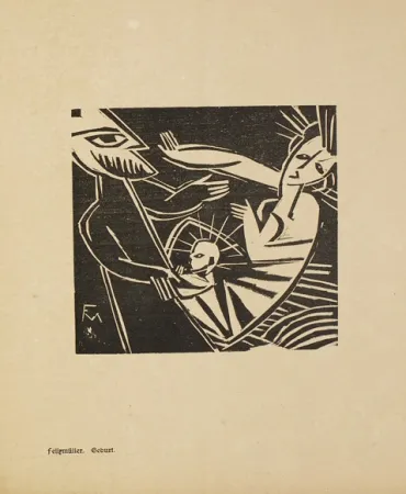 Woodcut Felixmuller  - Die schöne Rarität