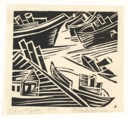 Woodcut Felixmuller  - Hamburg