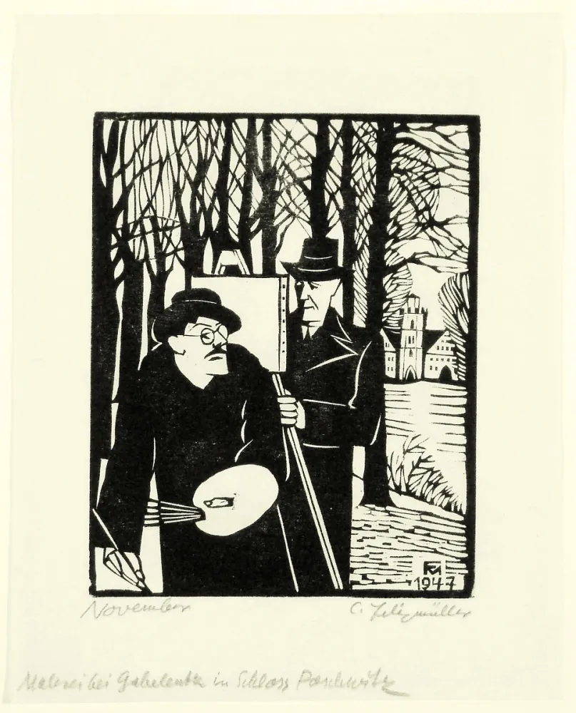 Woodcut Felixmuller  - November