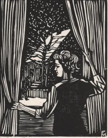 Woodcut Felixmuller  - Wintertag