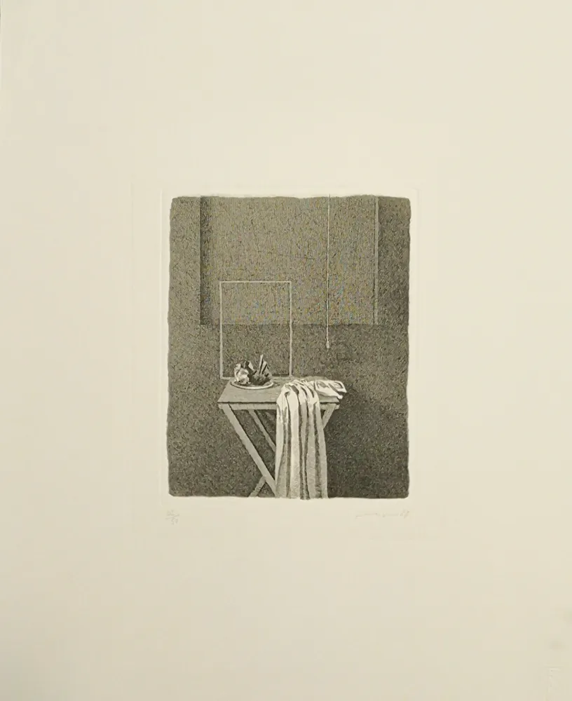 Engraving Ferroni - Interno con corda appesa