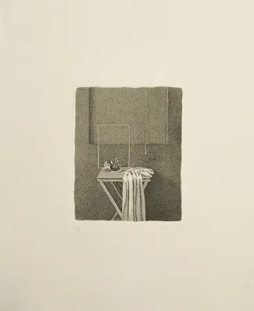 Engraving Ferroni - Interno con corda appesa