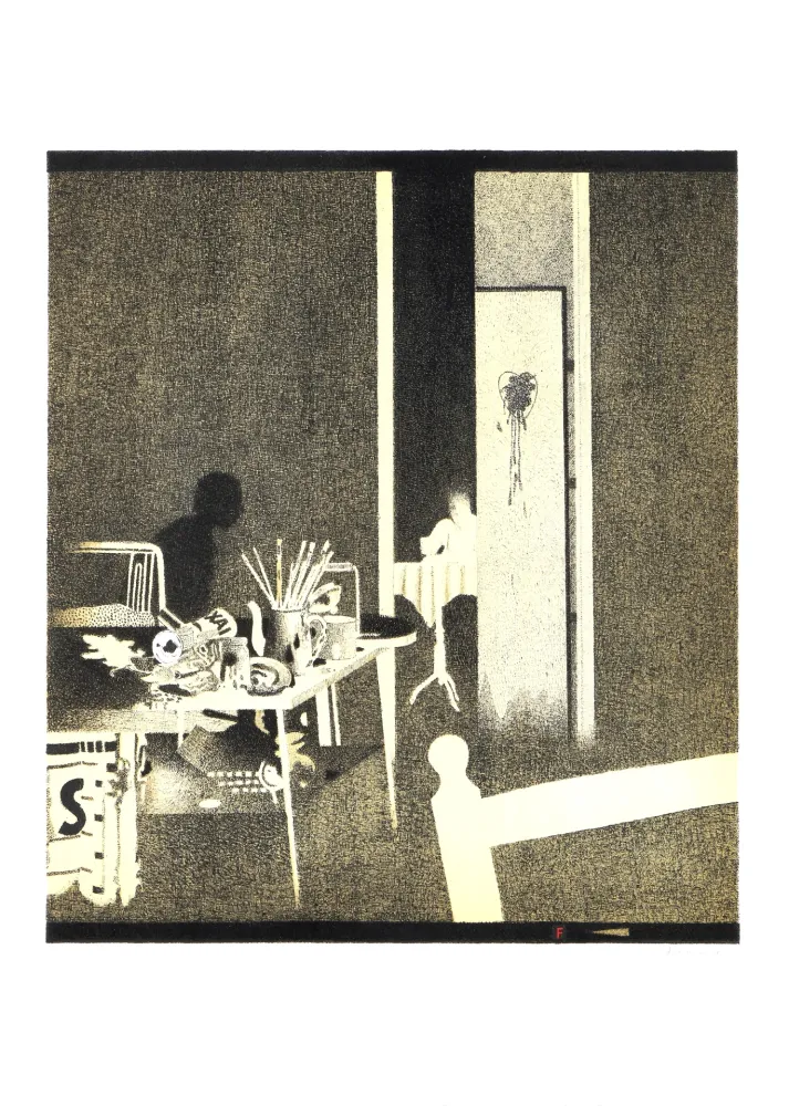 Lithograph Ferroni - Nello studio