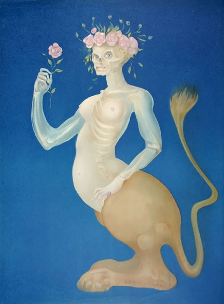 Lithograph Fini - La Beauté - Le Sphinx à la Rose