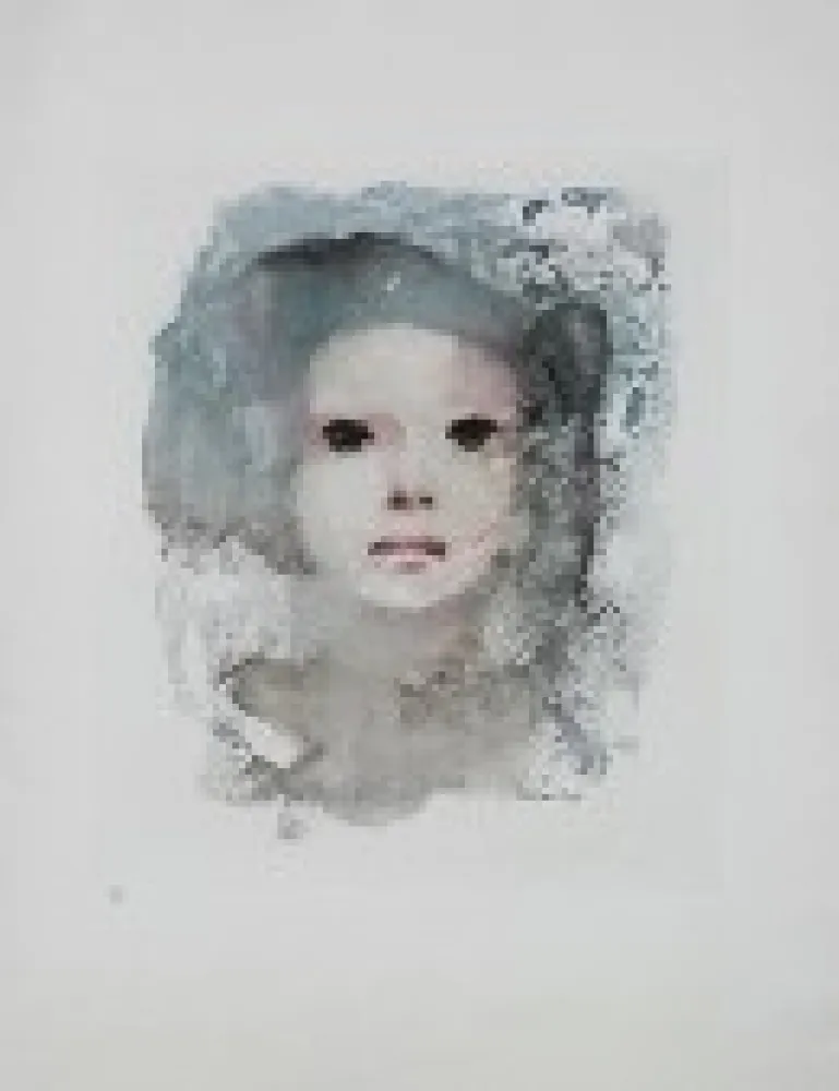 Lithograph Fini - Portrait de Jeune Fille