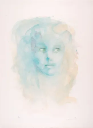 Lithograph Fini - Portrait imaginaire bleu