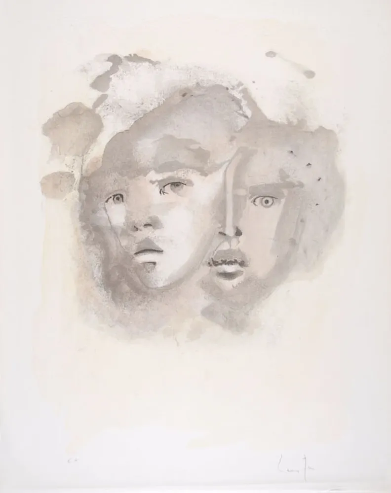 Lithograph Fini - Portrait imaginaire brun