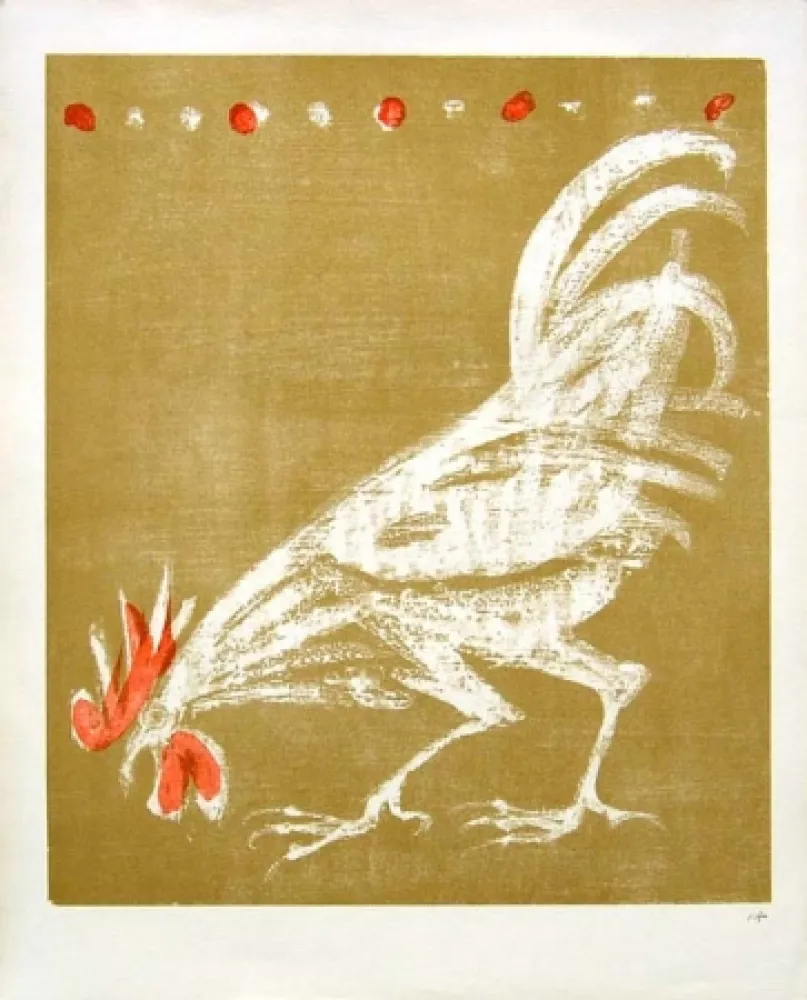 Lithograph Fischer - Hahn / Rooster