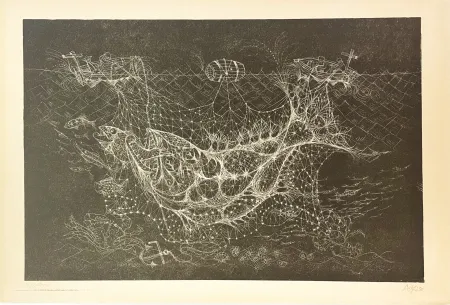 Lithograph Fischer - La pêche au filet