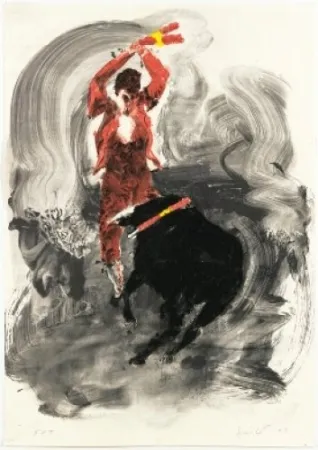 Lithograph Fischl - Corrida