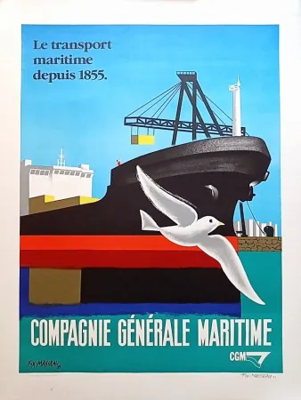 Lithograph Fix-Masseau - Pierre Fix-Masseau - Compagnie Generale Maritime, 1993 - Lithograph Hand signed!