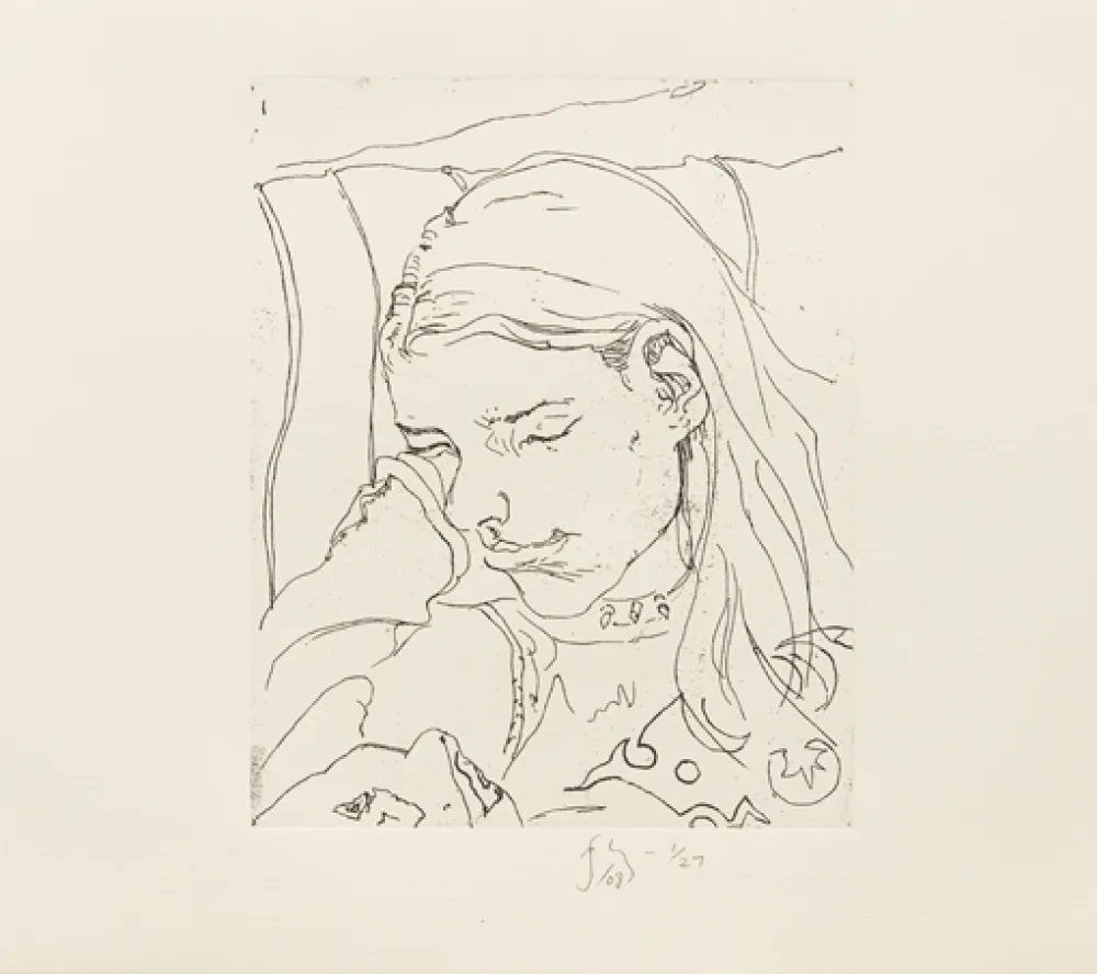 Etching Flanagan - Annabelle asleep on train